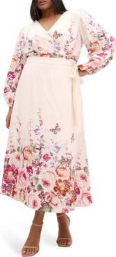 City Chic Anastasia Flutter Sleeve Midi Dress