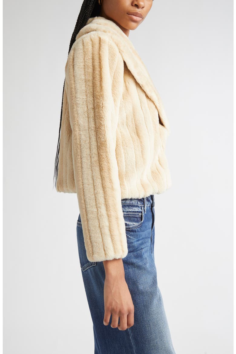 Davy Crop Faux Fur Jacket, Alternate, color, LATTE STRIPED FUR