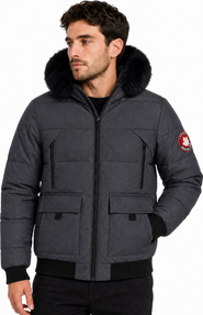 CANADA WEATHER GEAR Men's Faux Fur Hood Insulated Bomber Puffer Jacket