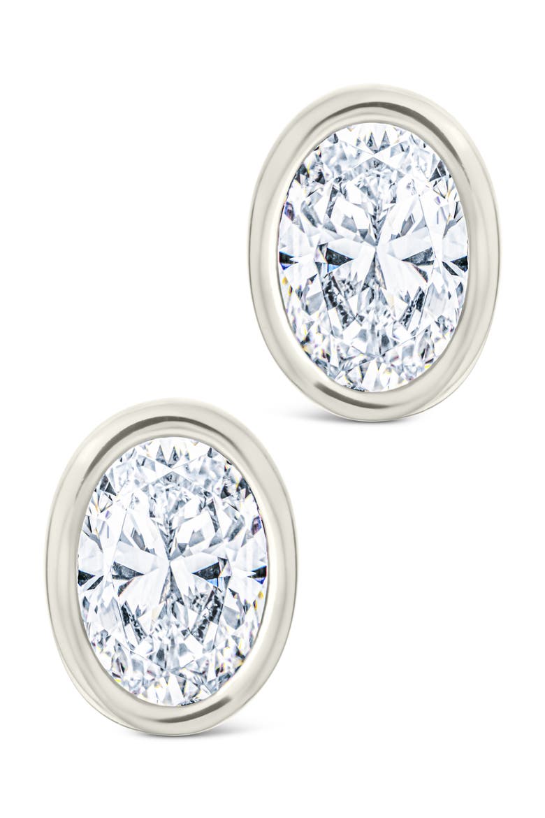 Oval Cut Cubic Zirconia Stud Earrings, Alternate, color, SILVER