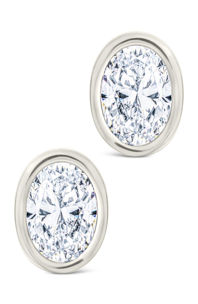 Sterling Forever Oval Cut Cubic Zirconia Stud Earrings, Alternate, color, 