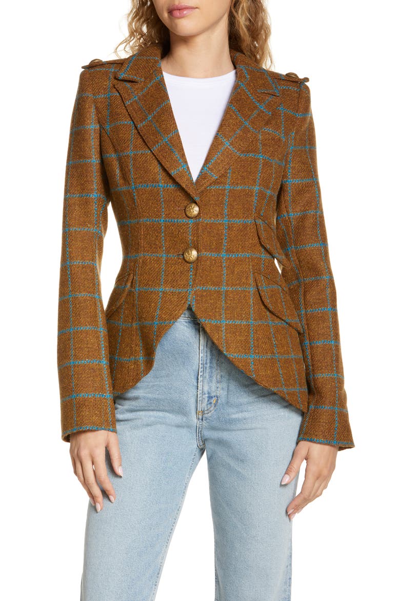 Equestrian Windowpane Check Wool Blazer, Main, color, VICUNA WINDOWPANE