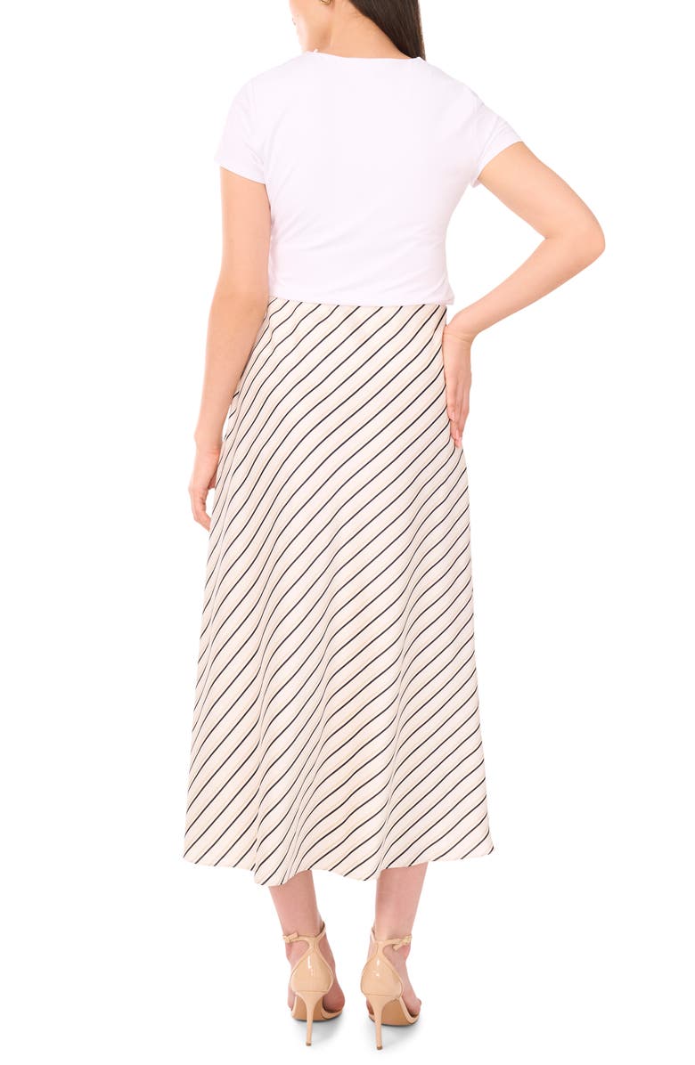 Vince Camuto Stripe Bias Cut Midi Skirt, Alternate, color, New Ivory