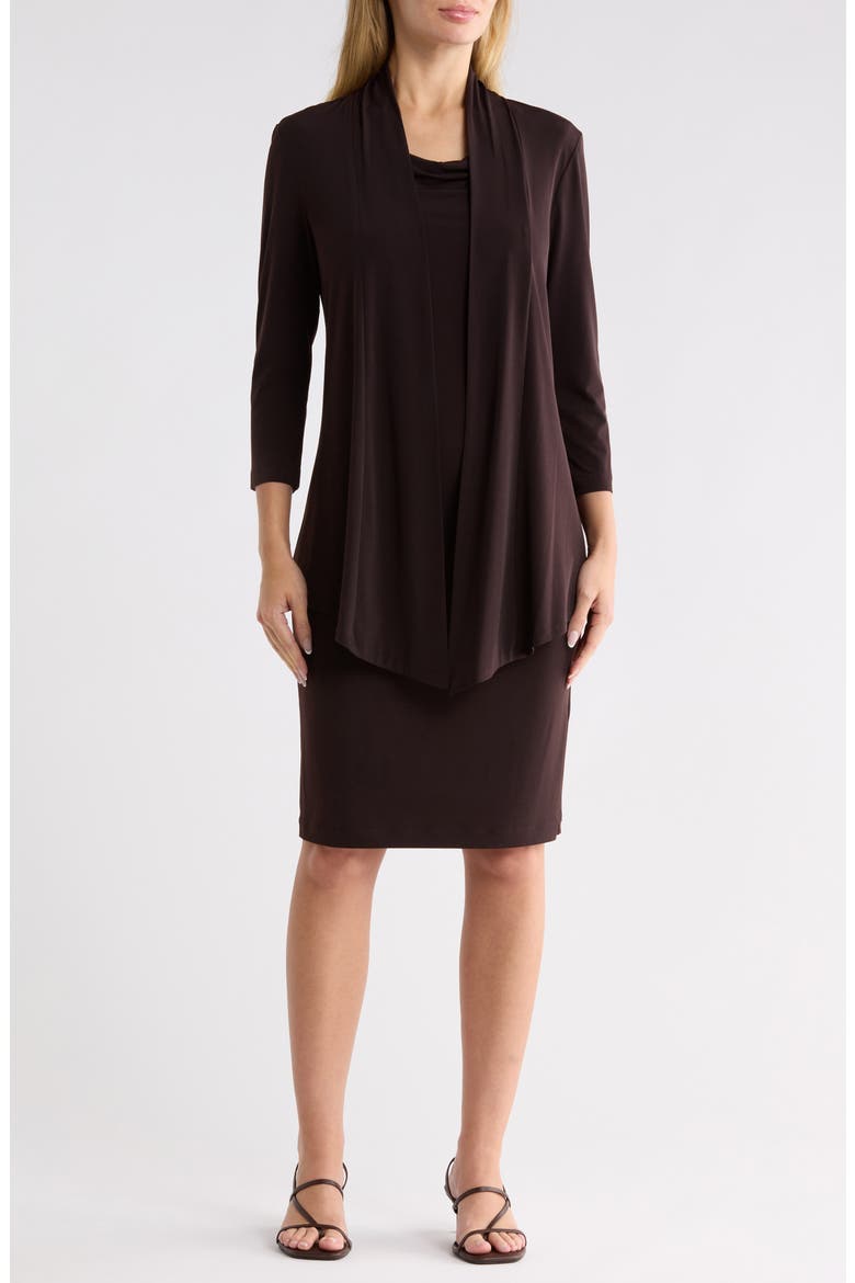 Long Sleeve Mock Jacket Dress, Main, color, DARK BROWN