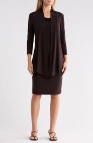 Connected Apparel Long Sleeve Mock Jacket Dress