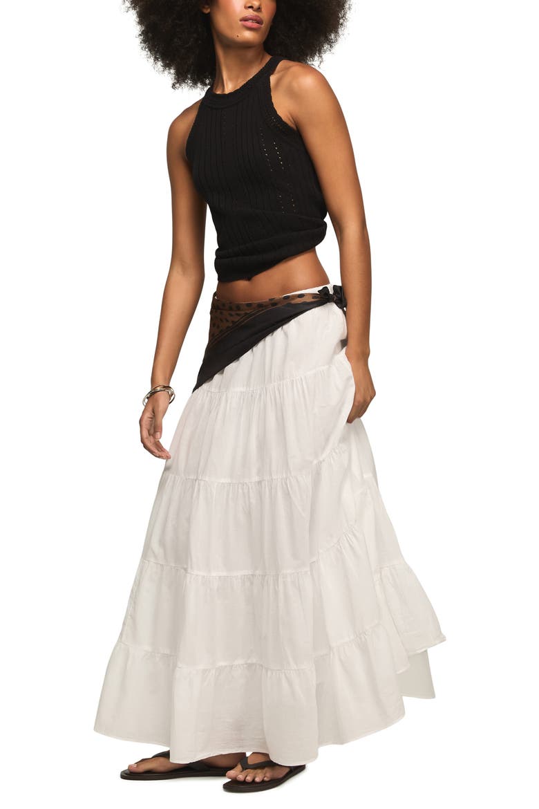 Tiered Poplin Maxi Skirt, Alternate, color, BRIGHT WHITE