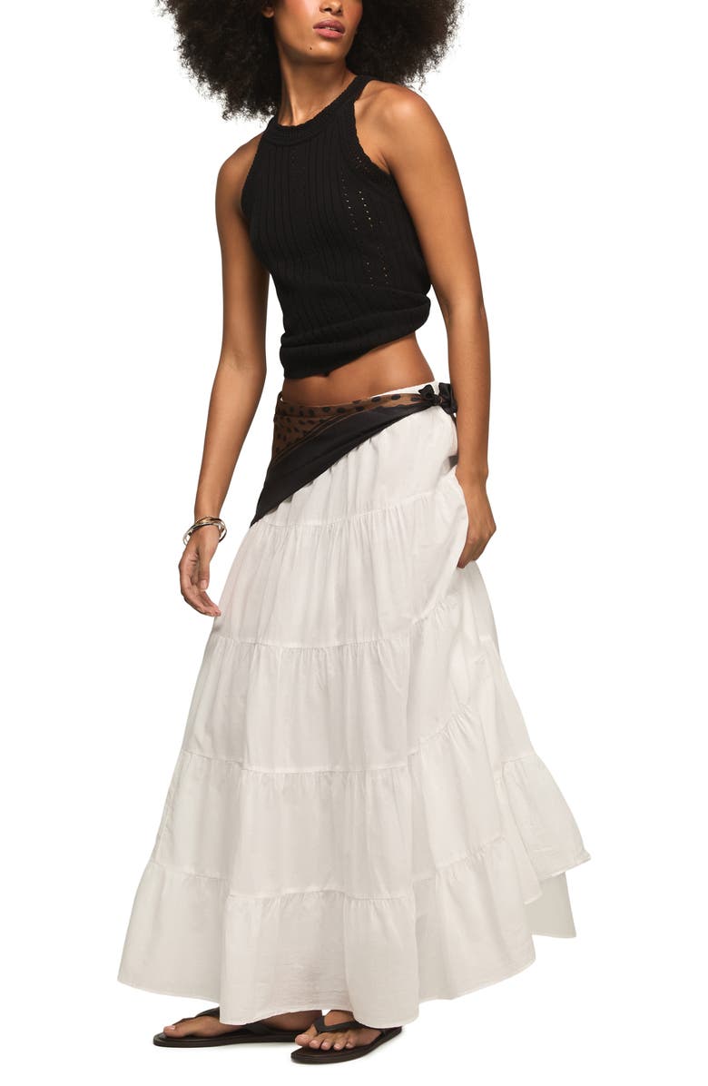 Lucky Brand Tiered Poplin Maxi Skirt, Alternate, color, Bright White