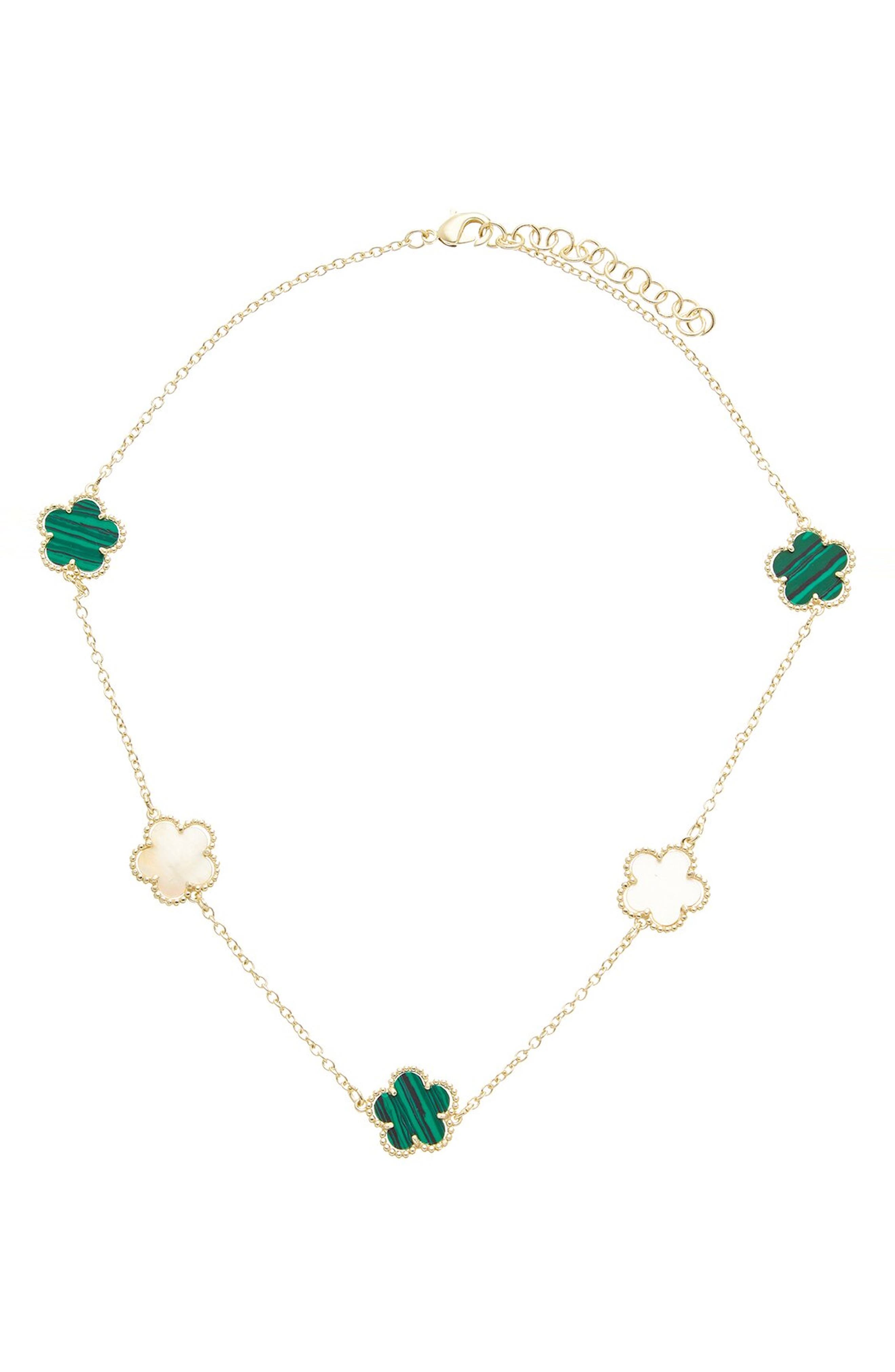 Mother of Pearl Quatrefoil Station Necklace
