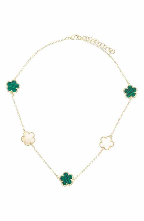 Mother of Pearl Quatrefoil Station Necklace