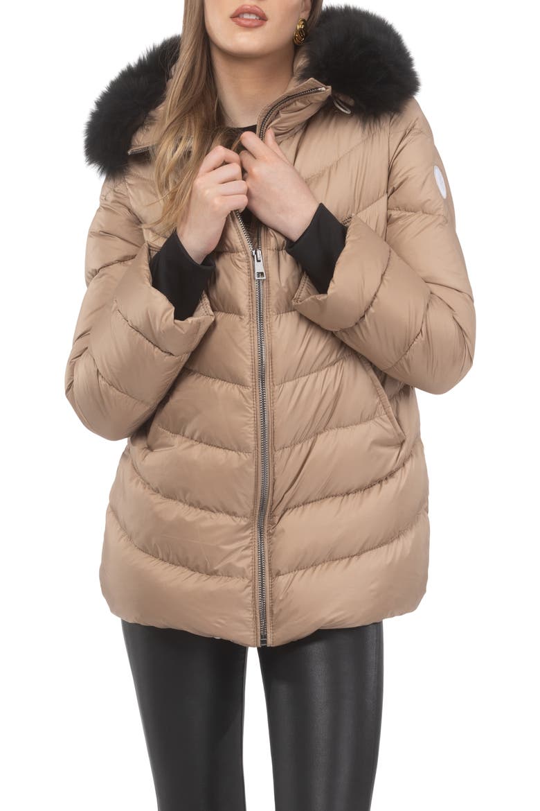 Apres-Ski Jacket With Detachable Toscana Hood Trim, Main, color, CAMEL/BLACK