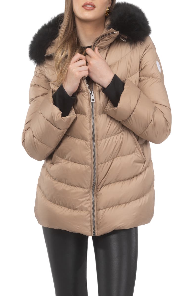GORSKI Apres-Ski Jacket With Detachable Toscana Hood Trim, Main, color, Camel/Black