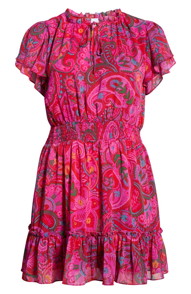 SUGARLIPS Anais Floral Print Ruffle Dress, Alternate, color, Fuchsia Multi
