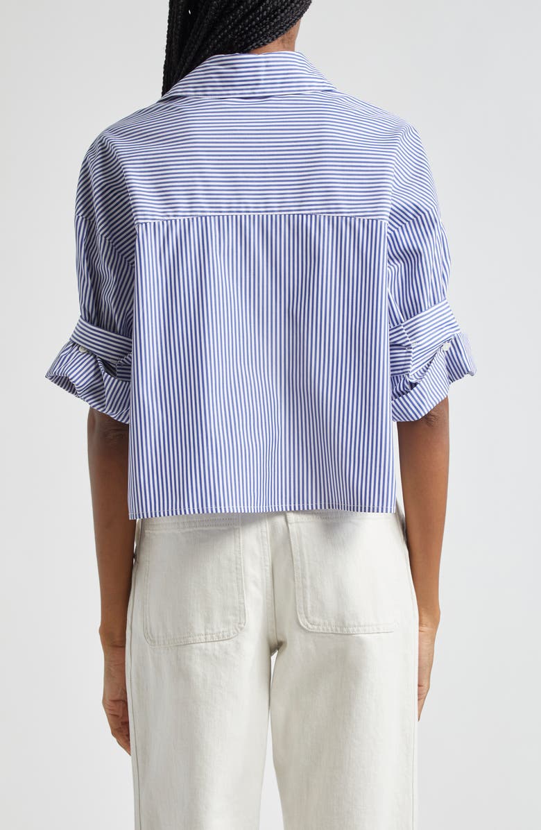 TWP Next Ex Stripe Cotton Button-Up Crop Shirt, Alternate, color,