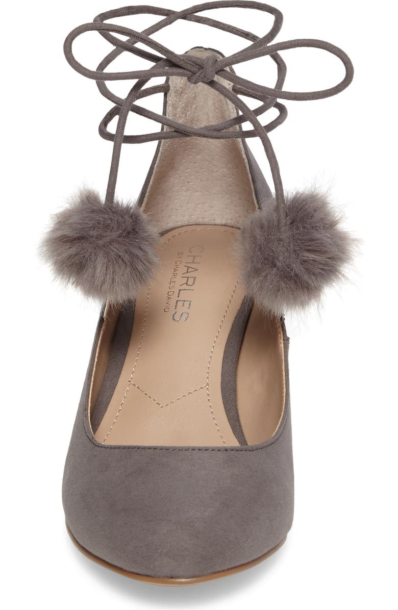 Charles by Charles David Libby Faux Fur Pompom Pump, Alternate, color,