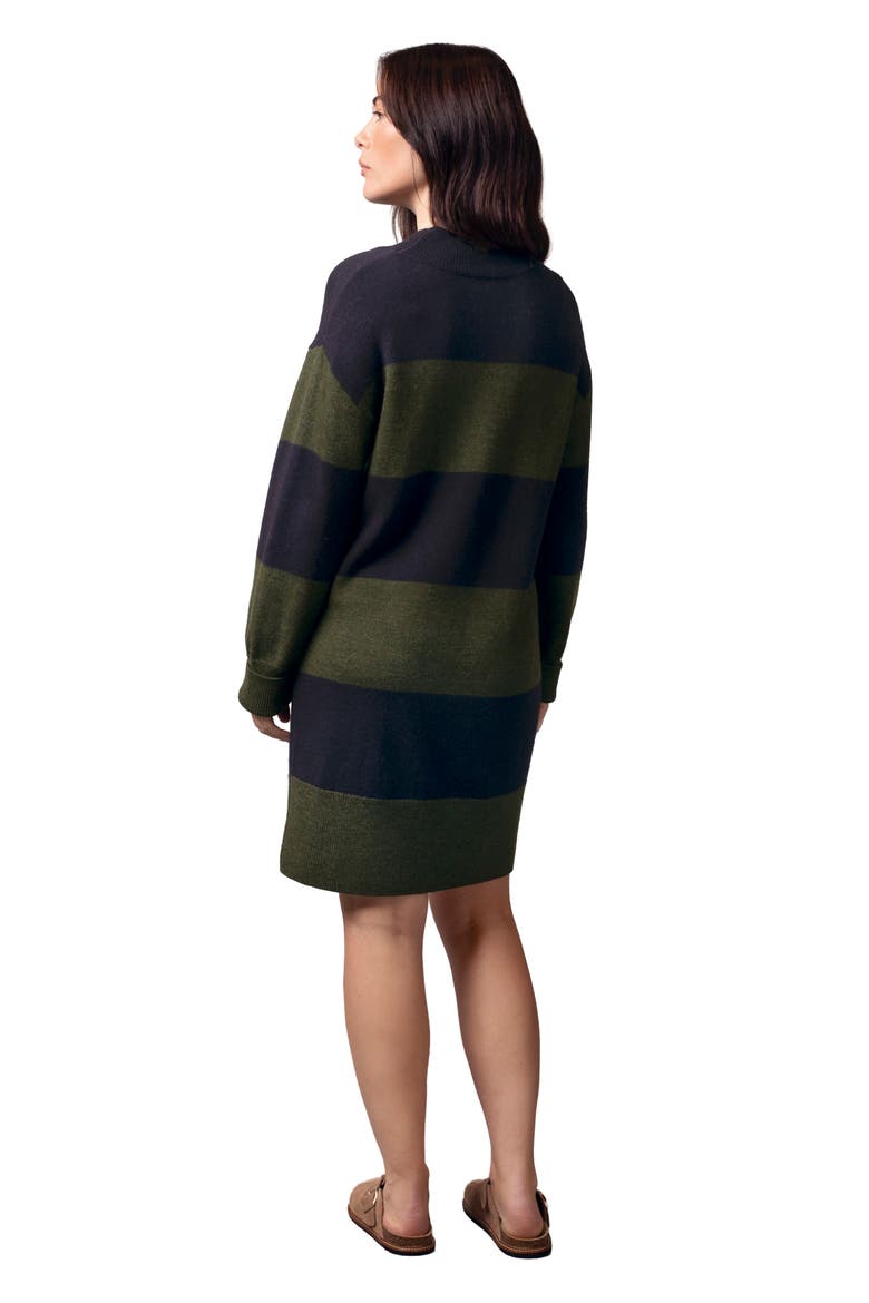 Merino Stripe Dress, Alternate, color, Olive / Navy