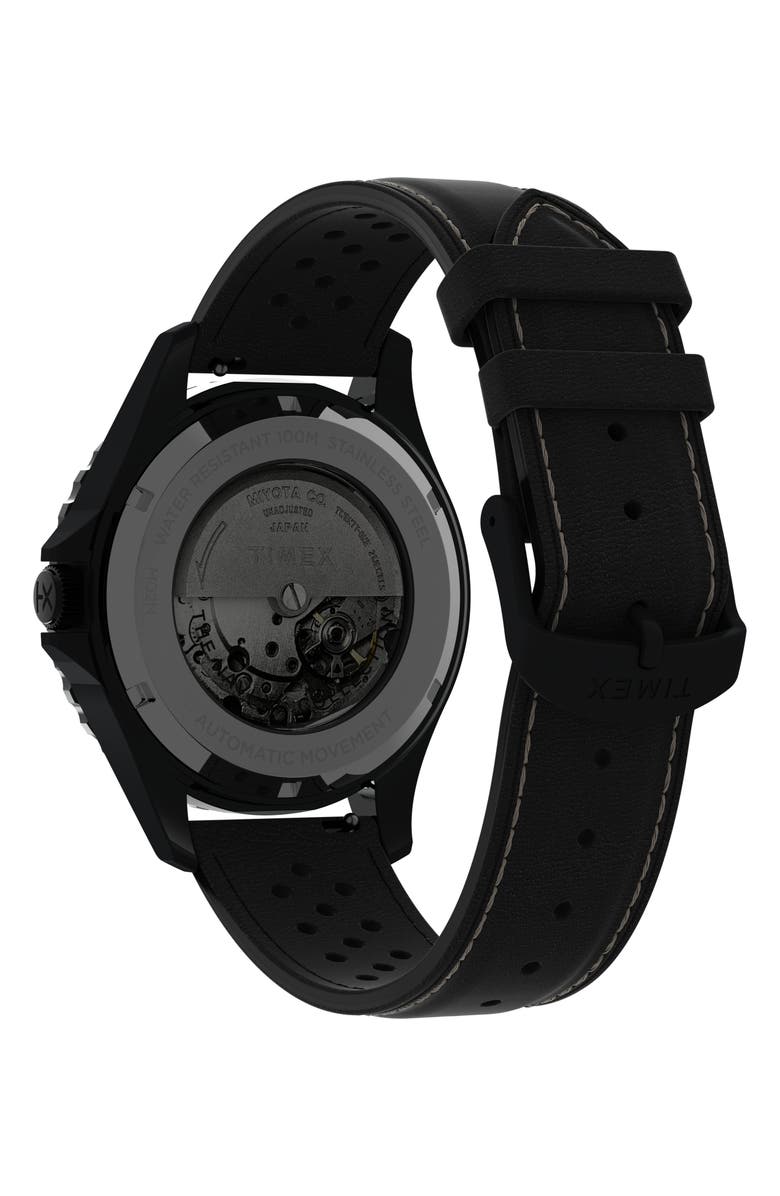 Timex<sup>®</sup> Navi XL Automatic Leather Strap Watch, 41mm, Alternate, color,