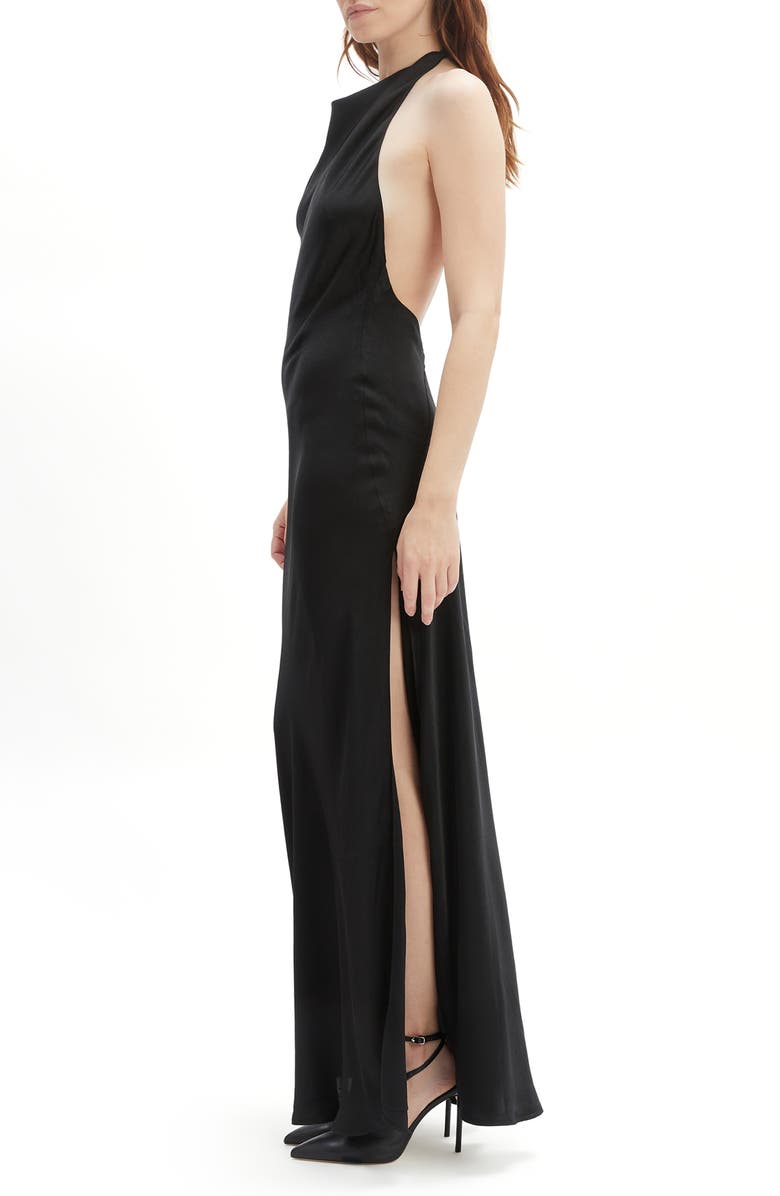 Bardot Similina Halter Evening Dress, Alternate, color, Black