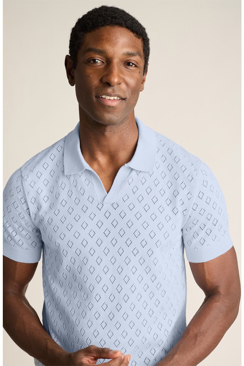 Johnny Collar Pointelle Knit Polo, Alternate, color, BABY BLUE