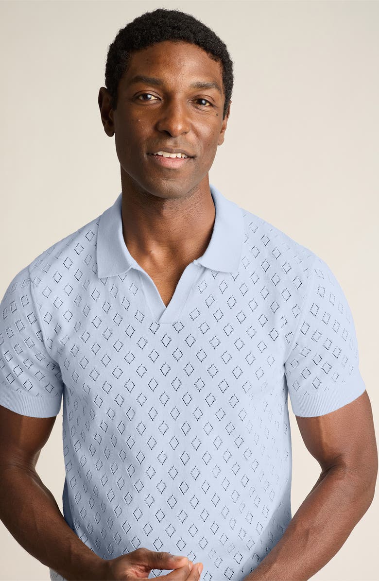 Bonobos Johnny Collar Pointelle Knit Polo, Alternate, color, Baby Blue
