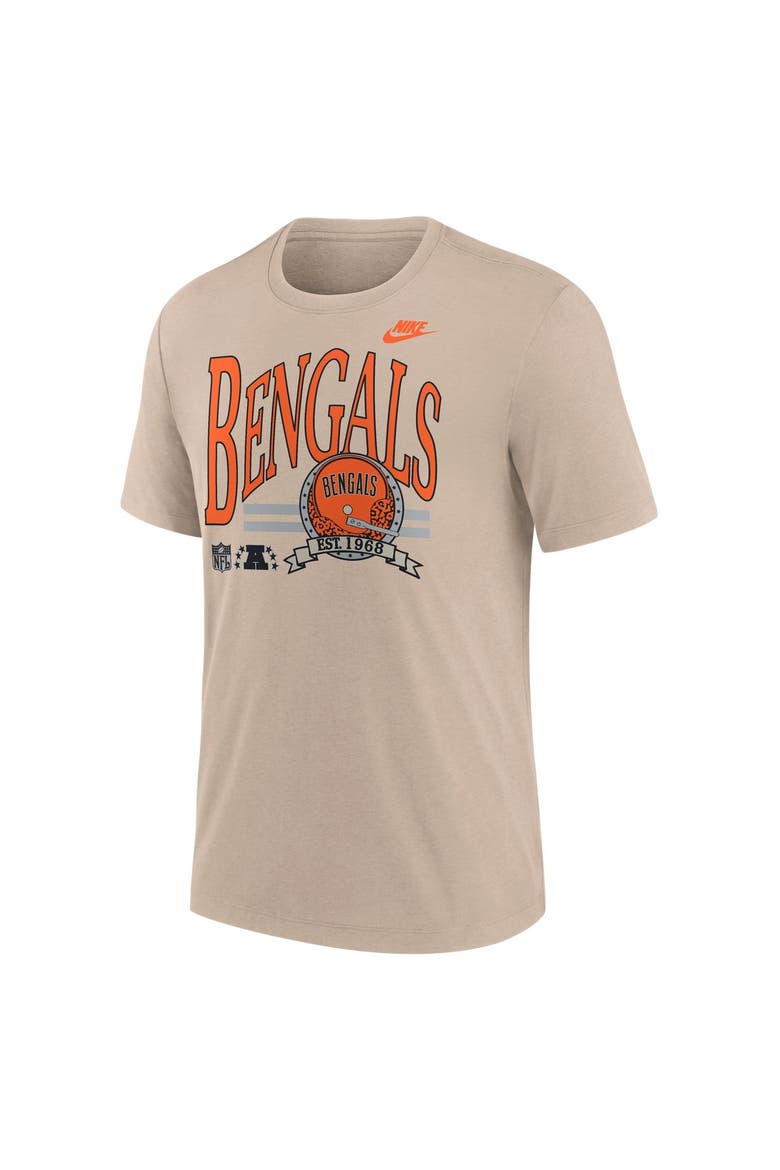 Men's Nike Sand Cincinnati Bengals Rewind Tri-Blend T-Shirt, Alternate, color, Sand