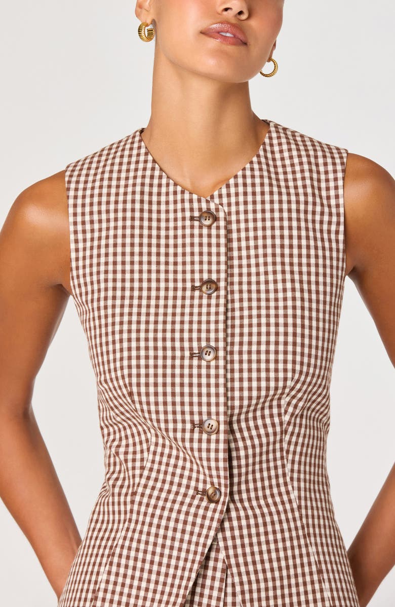 ASTR the Label Karan Check Cotton Vest, Alternate, color, Brown Checker