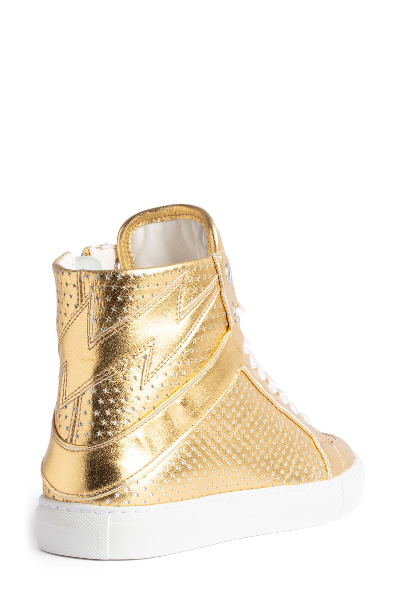 Zadig & Voltaire Flash Metallic High Top Sneaker, Alternate, color, 