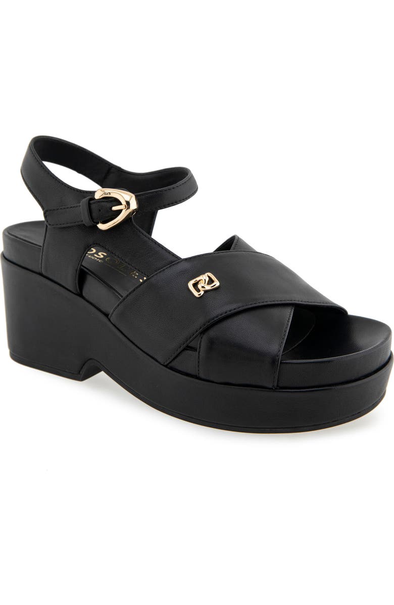 Aerosoles Cora Ankle Strap Platform Sandal, Main, color, Black Leather