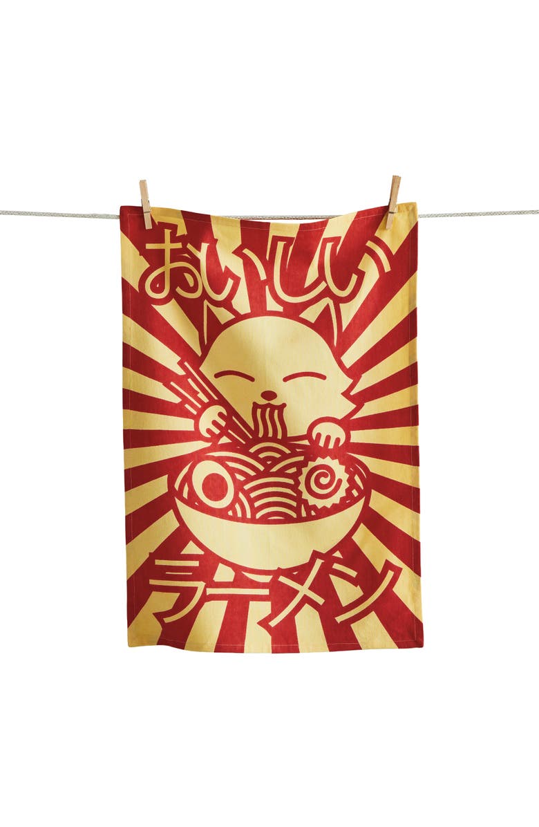 tag Tasty Ramen Dishtowel Red Multi Cotton Everyday, Main, color, Red