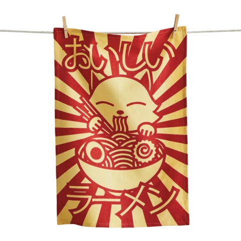 Tasty Ramen Dishtowel Red Multi Cotton Everyday