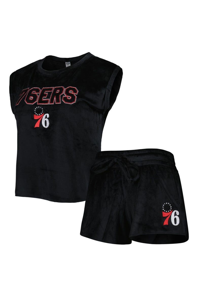 Women's Concepts Sport Black Philadelphia 76ers Intermission T-Shirt & Shorts Sleep Set, Main, color, Black