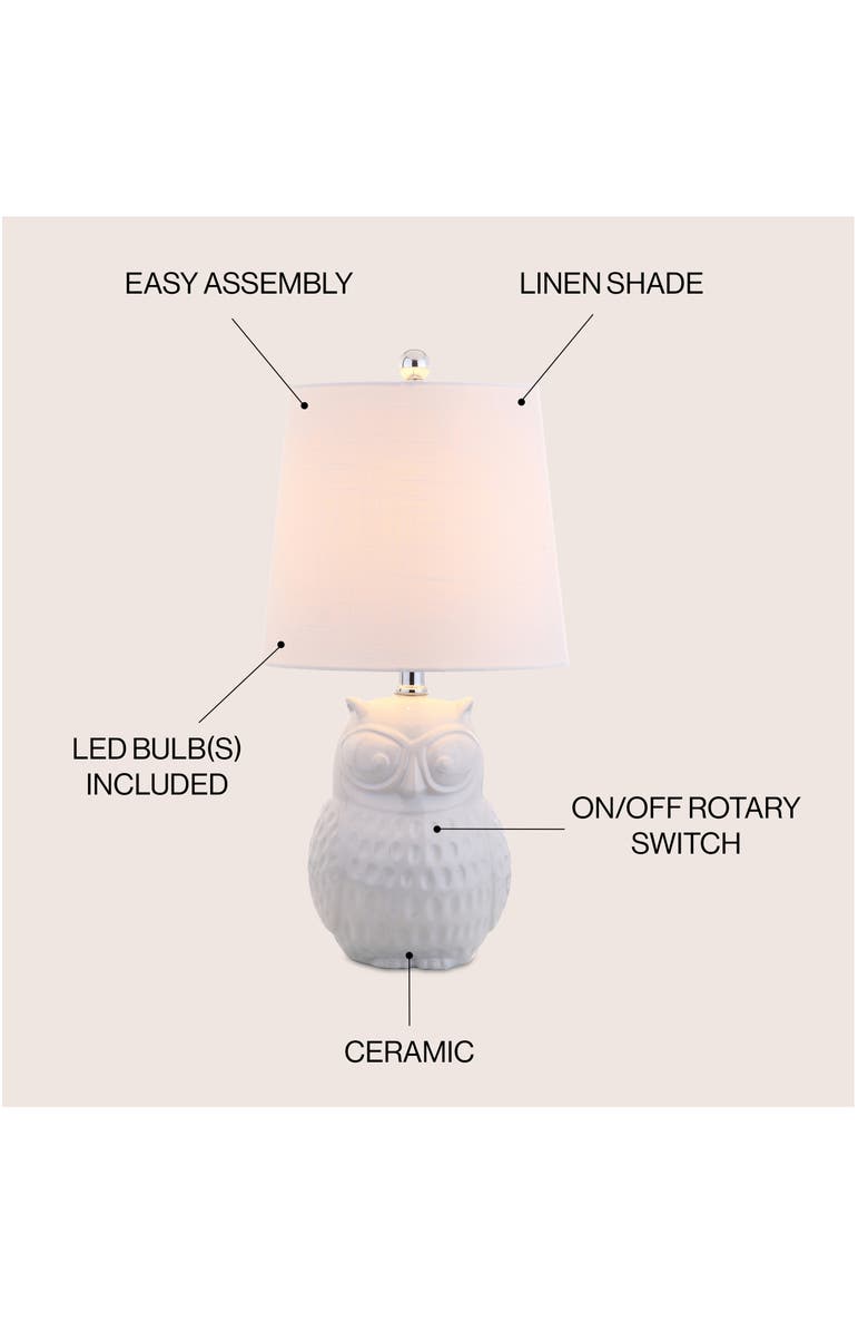 JONATHAN Y Hoot Ceramic Mini LED Table Lamp, Alternate, color, White