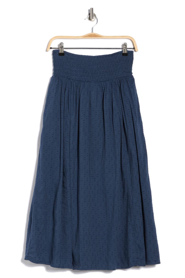 Clip Dot Midi Skirt, Alternate, color, NAVY DIPPER