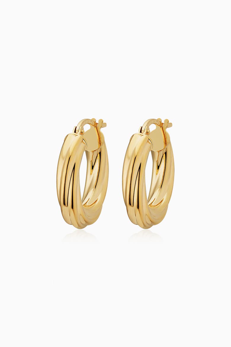 18K Yellow Gold With A Twist Midi Hoops, Alternate, color, Yellow Gold