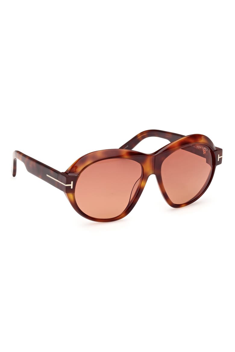 Inger 59mm Round Sunglasses, Alternate, color, HAVANA / T LOGO / BURGUNDY