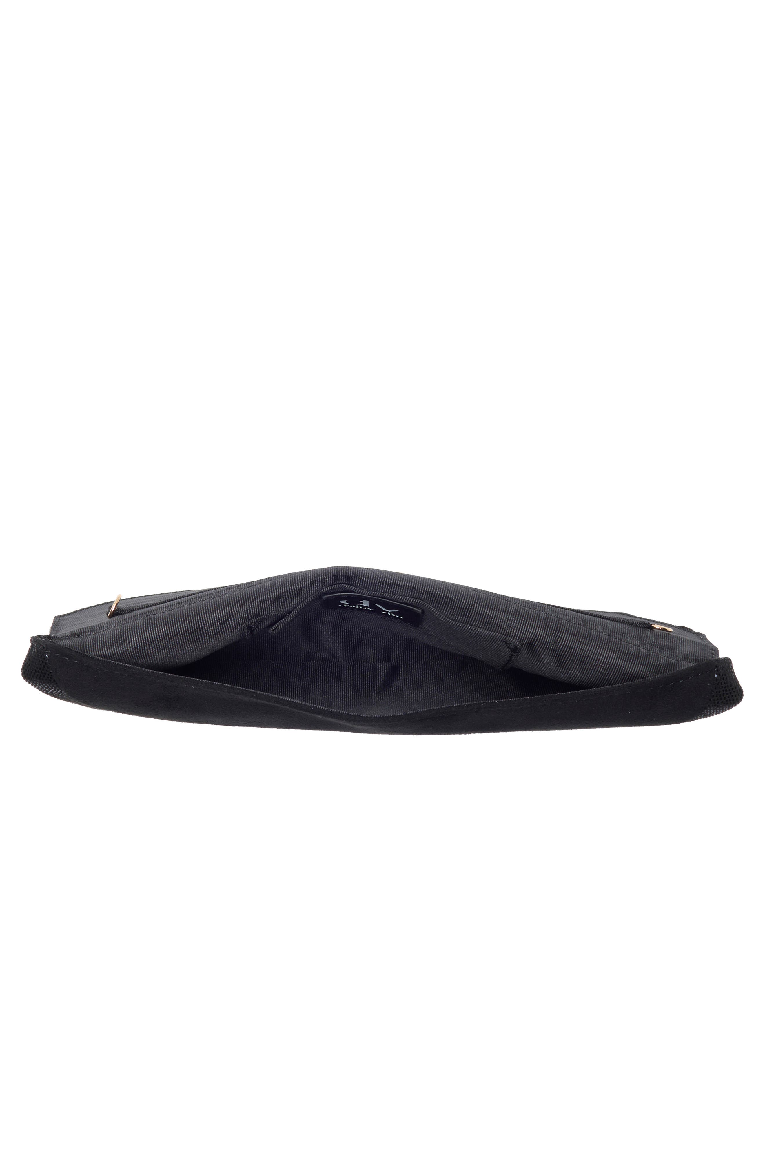 Franko Croc Embossed Faux Leather Clutch, Alternate, color, BLACK