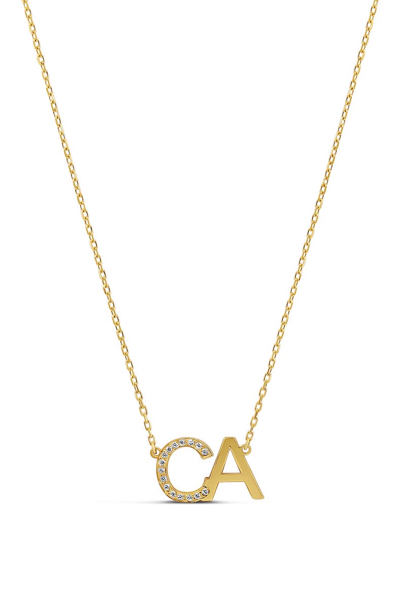 Pavé 2-Initial Pendant Necklace, Main, color, GOLD