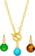 SAVVY CIE JEWELS Interchangeable Stone Pendant Toggle Necklace Set