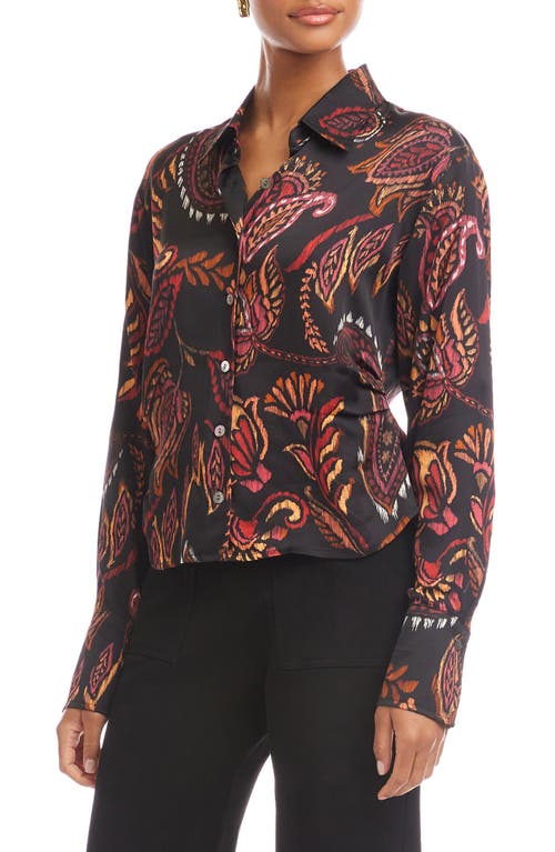 Fifteen Twenty Tawnie Print Side Pleat Shirt In Brown