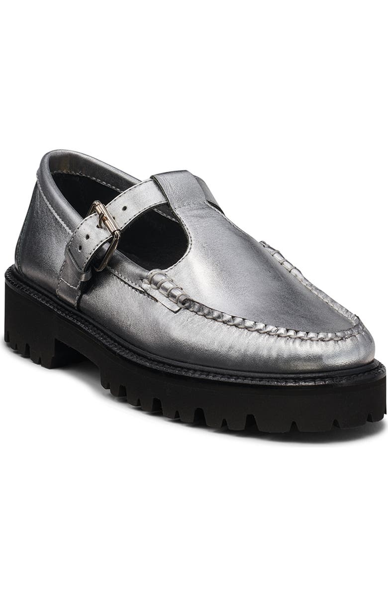 G.H.BASS Weejuns<sup>®</sup> Mary Jane Moc Toe Lug Sole Loafer, Main, color, Silver