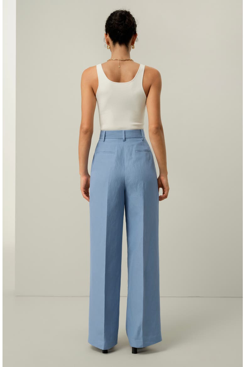 Women's Silk Linen Wide Leg Pants, Alternate, color, Chambray Blue