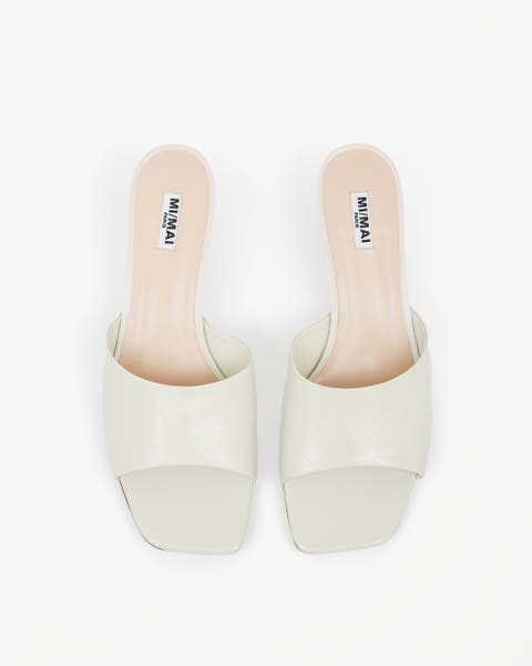 Liz Leather Low Heeled Mule Sandals