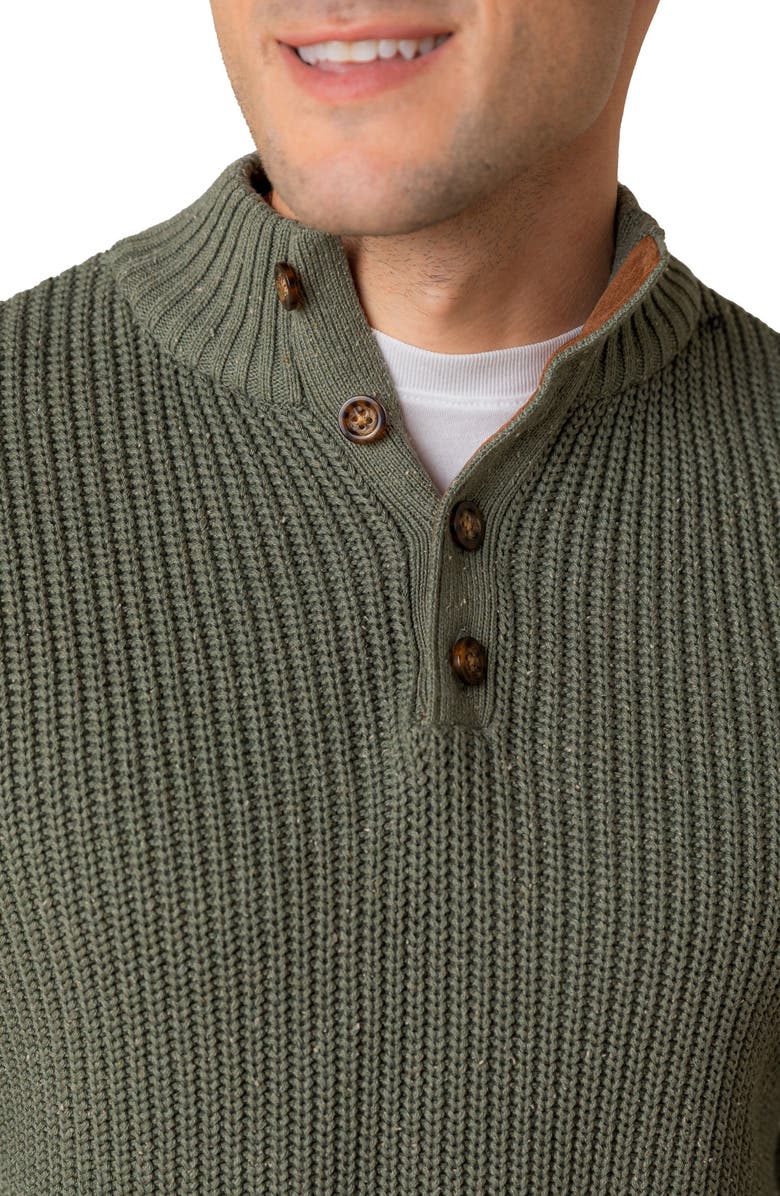 Hope & Henry Organic Mock Neck Cardigan Stitch Sweater, Alternate, color, Sage Fleck