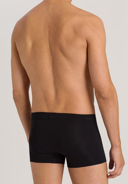 Hanro 2-pack Cotton Boxer Briefs With Covered Waistband In Black