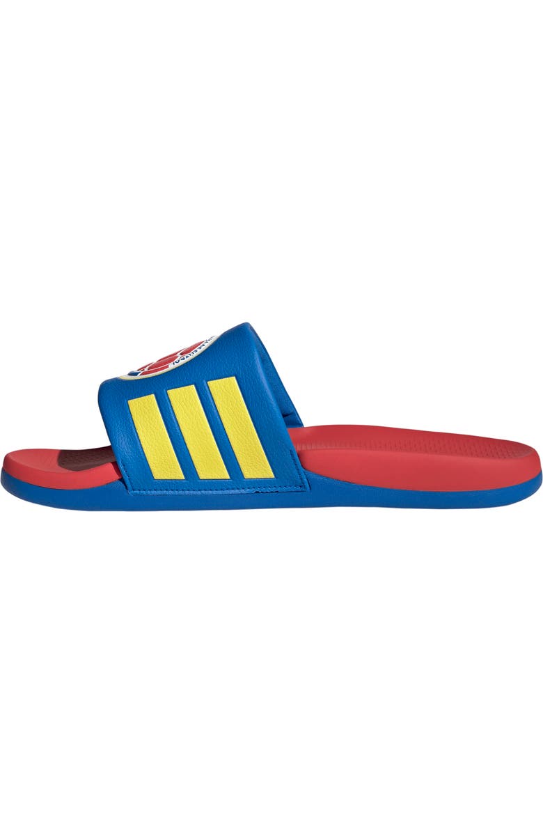 adidas Gender Inclusive Adilette Comfort 2.0 Colombia Slide Sandal, Alternate, color, Glory Blue/ Semi Lucid Red