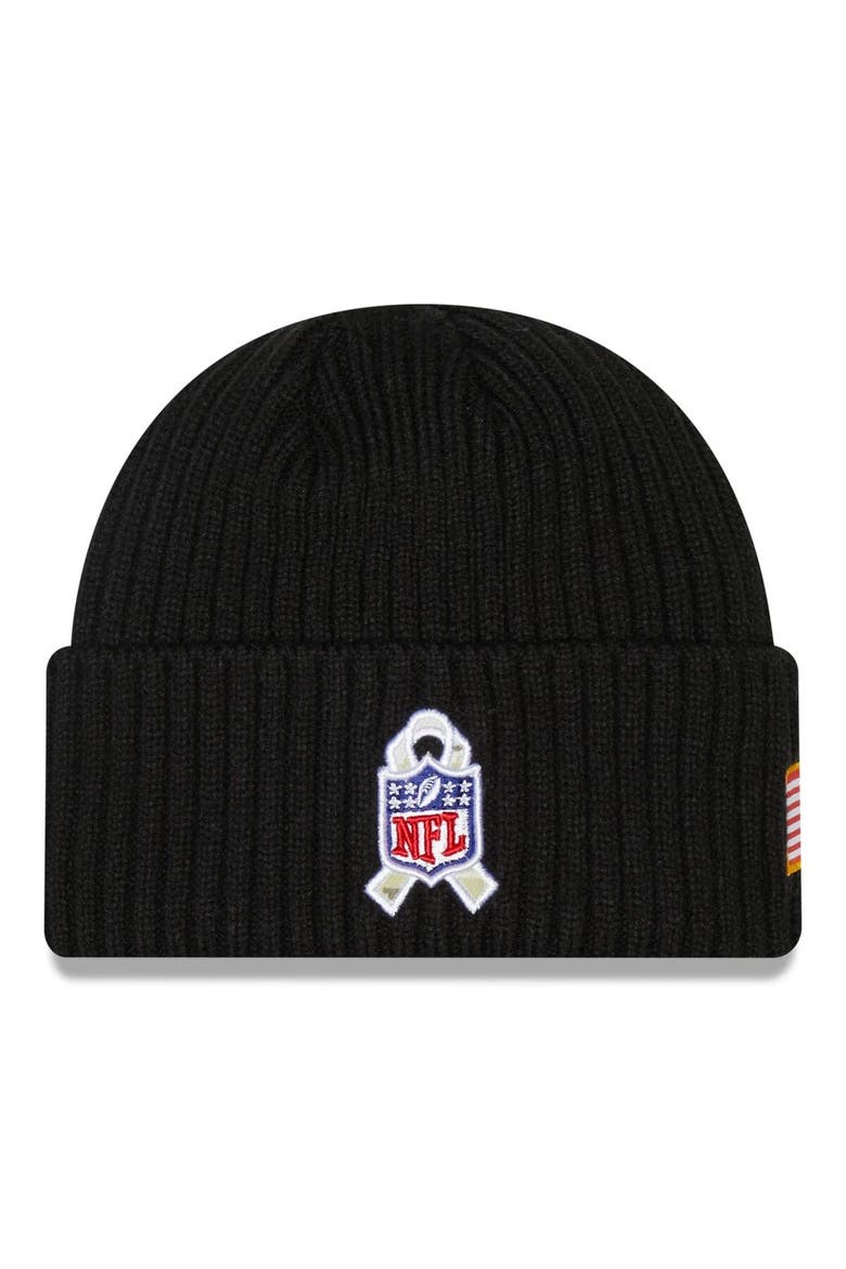 Youth New Era Black Los Angeles Chargers 2022 Salute To Service Knit Hat, Alternate, color, Black