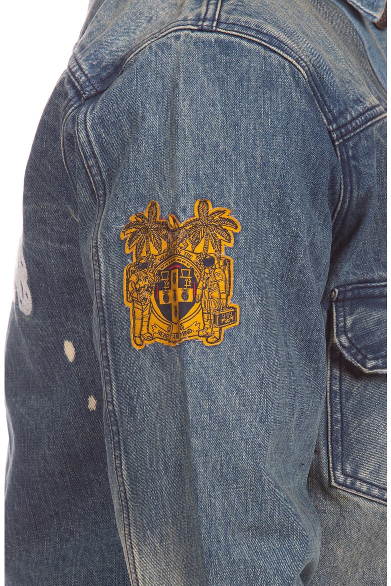 Jet Pack Distressed Denim Jacket, Alternate, color, FORNAX
