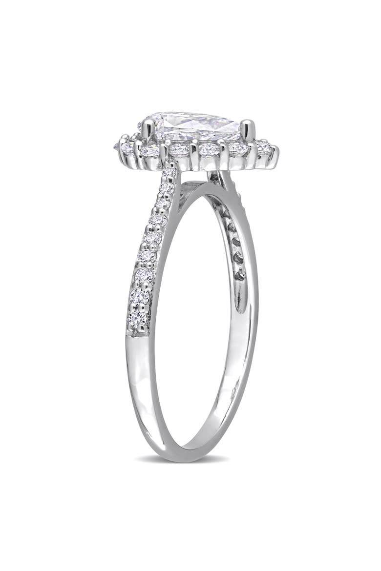 Moissanite Teardrop Halo Engagement Ring, Alternate, color, Sterling Silver
