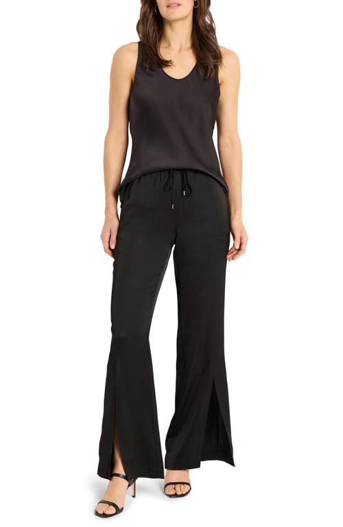 Nic + Zoe Nic+zoe Social Edit Front Slit Satin Pants In Black Onyx
