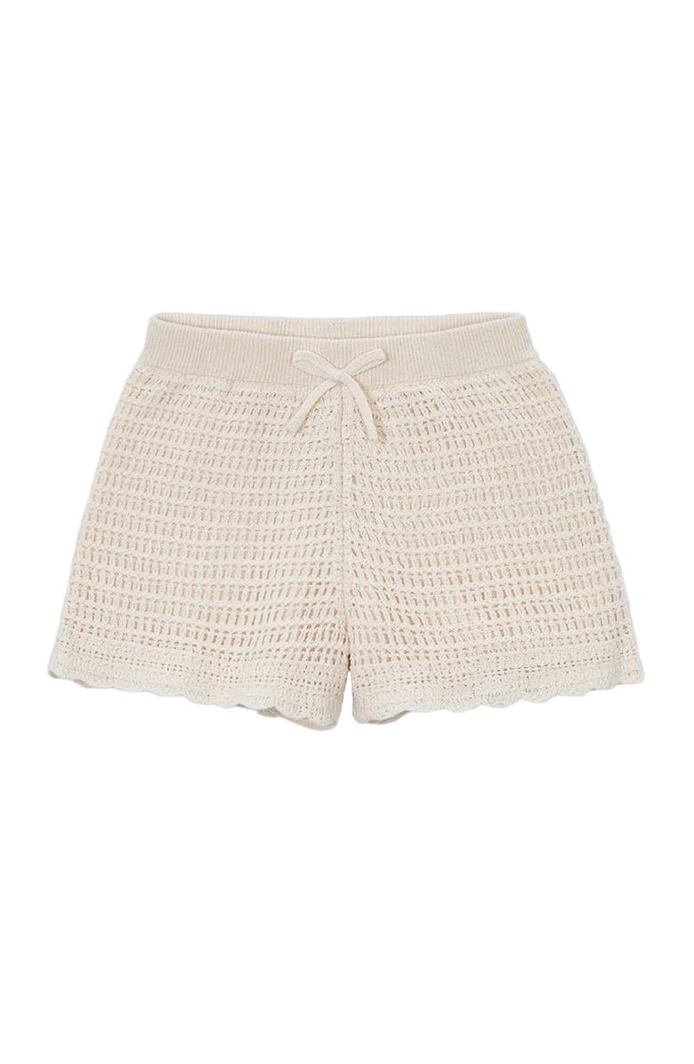 Mayoral Crochet Shorts With Scalloped Hem, Main, color, Beige