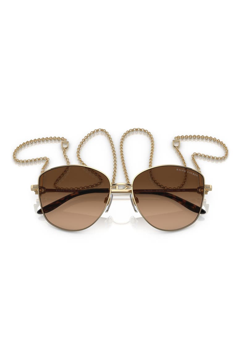 The Vivienne 59mm Gradient Round Sunglasses with Removable Chain, Alternate, color, PALE GOLD / GRADIENT TAUPE